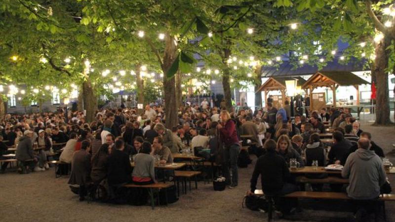 Crowded beergarden in Munich