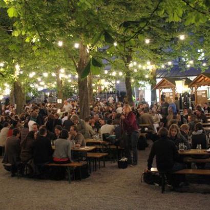 Crowded beergarden in Munich